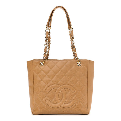 Chanel Caviar Quilted Petit Shopping Tote PST Beige 1 of 14