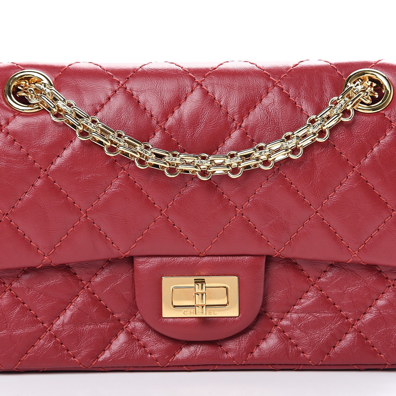 Chanel Aged Calfskin Quilted 2.55 Reissue Mini Flap Red 8 of 11