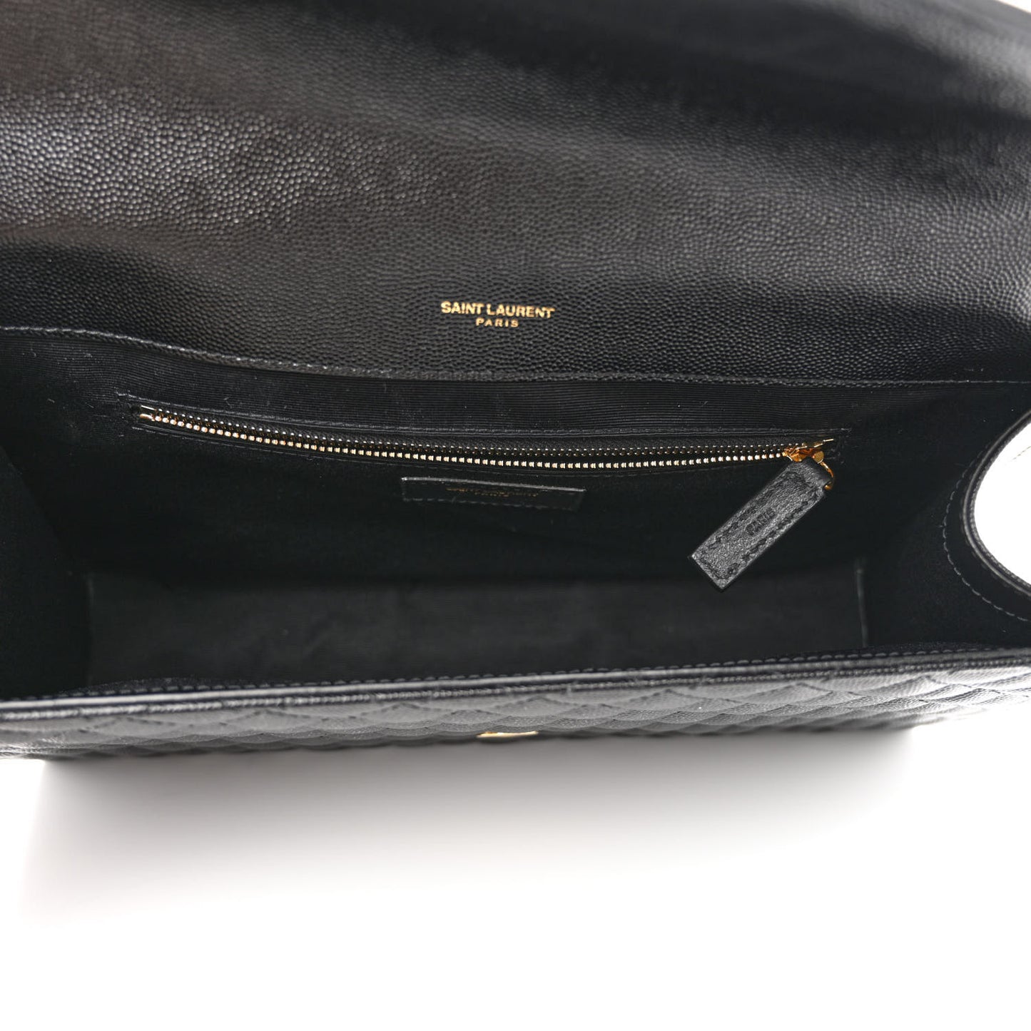 Grain De Poudre Textured Mixed Matelasse Large Triquilt Monogram Satchel Black