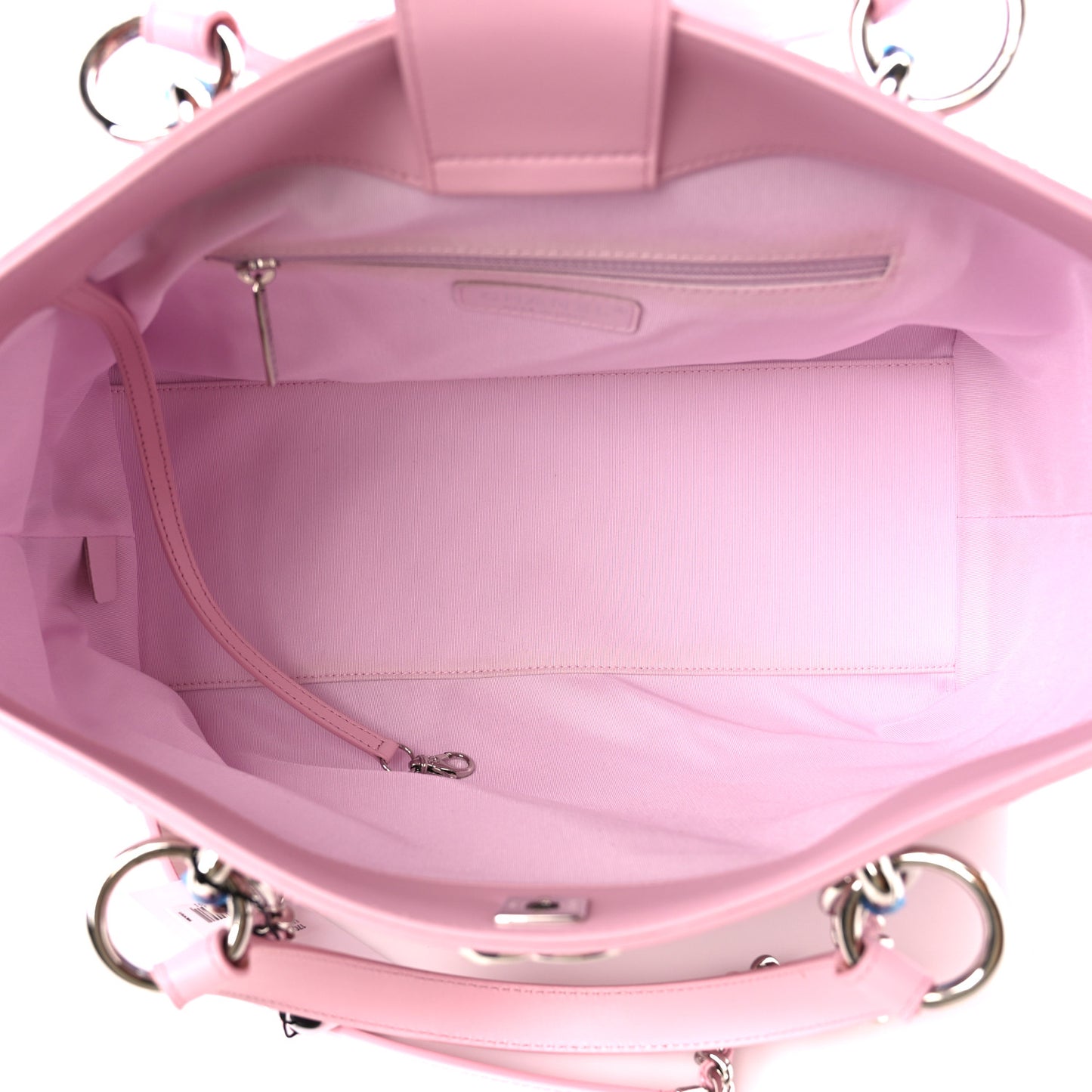 Calfskin Stitch Medium Ring My Bag Shopping Tote Pink