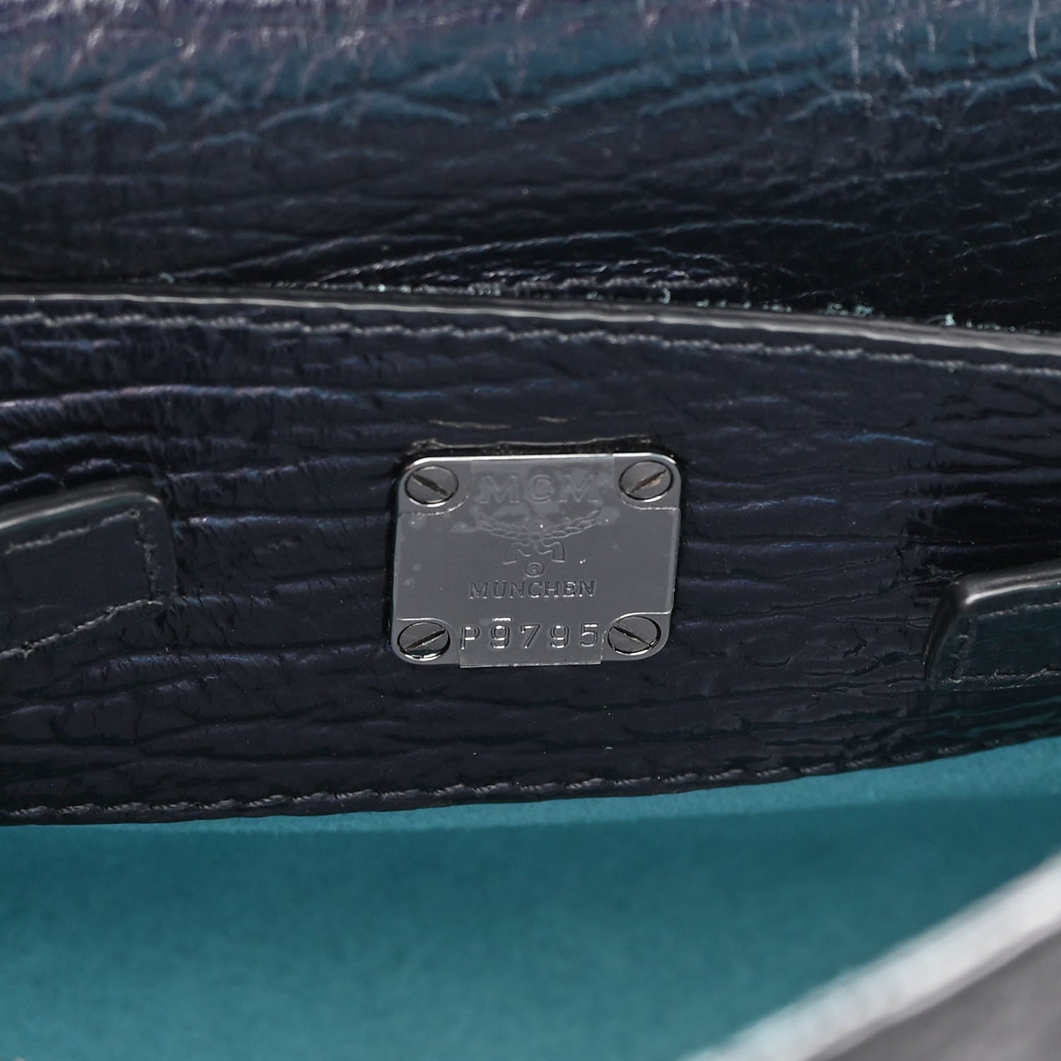 MCM Calfskin Studded Mini Milla Tote Blue 8 of 15