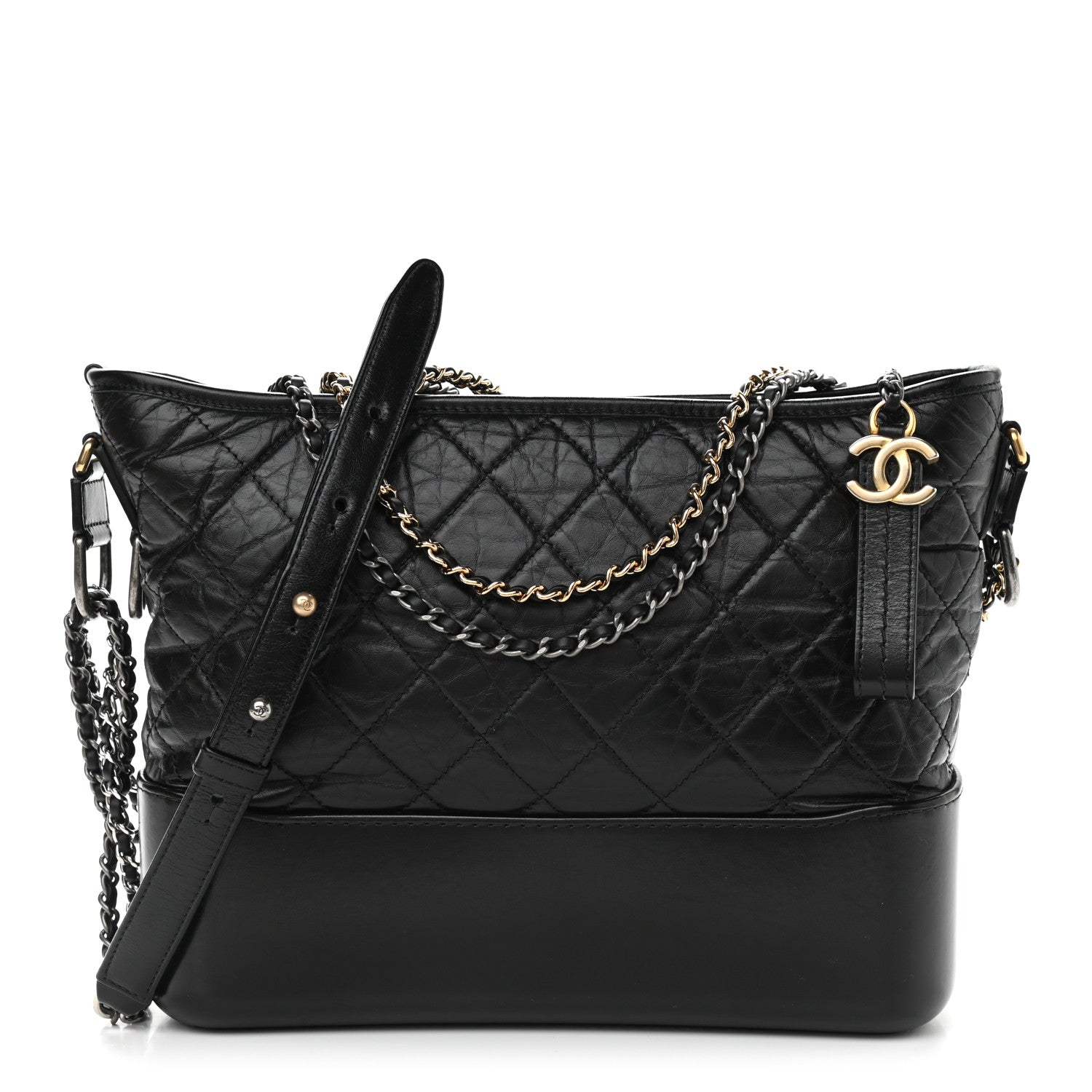 Chanel Aged Calfskin Quilted Medium Gabrielle Hobo Black 1 of 10