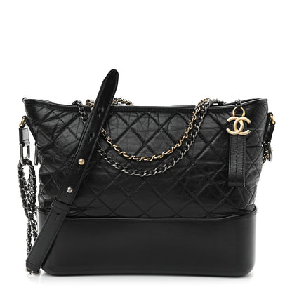 Chanel Aged Calfskin Quilted Medium Gabrielle Hobo Black 1 of 10