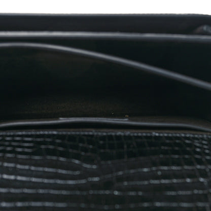 Saint Laurent Calfskin Crocodile Embossed Medium Monogram Sunset Black 6 of 11