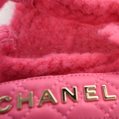 Chanel Cord Lambskin Quilted Logo Sandals 39 Pink 11 of 12