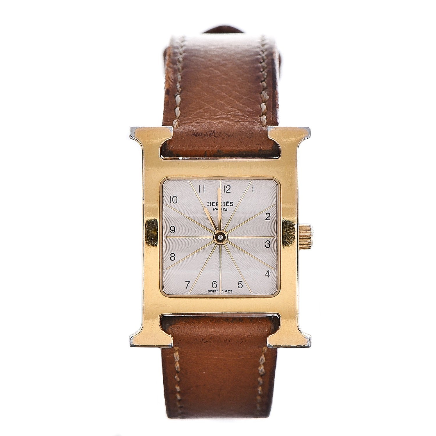 Hermes Stainless Steel Epsom 21mm Heure H Hour Quartz Watch Gold 1 of 11