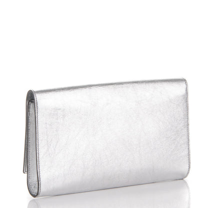 Saint Laurent Metallic Calfskin Monogram Large Belle De Jour Clutch Silver 3 of 7