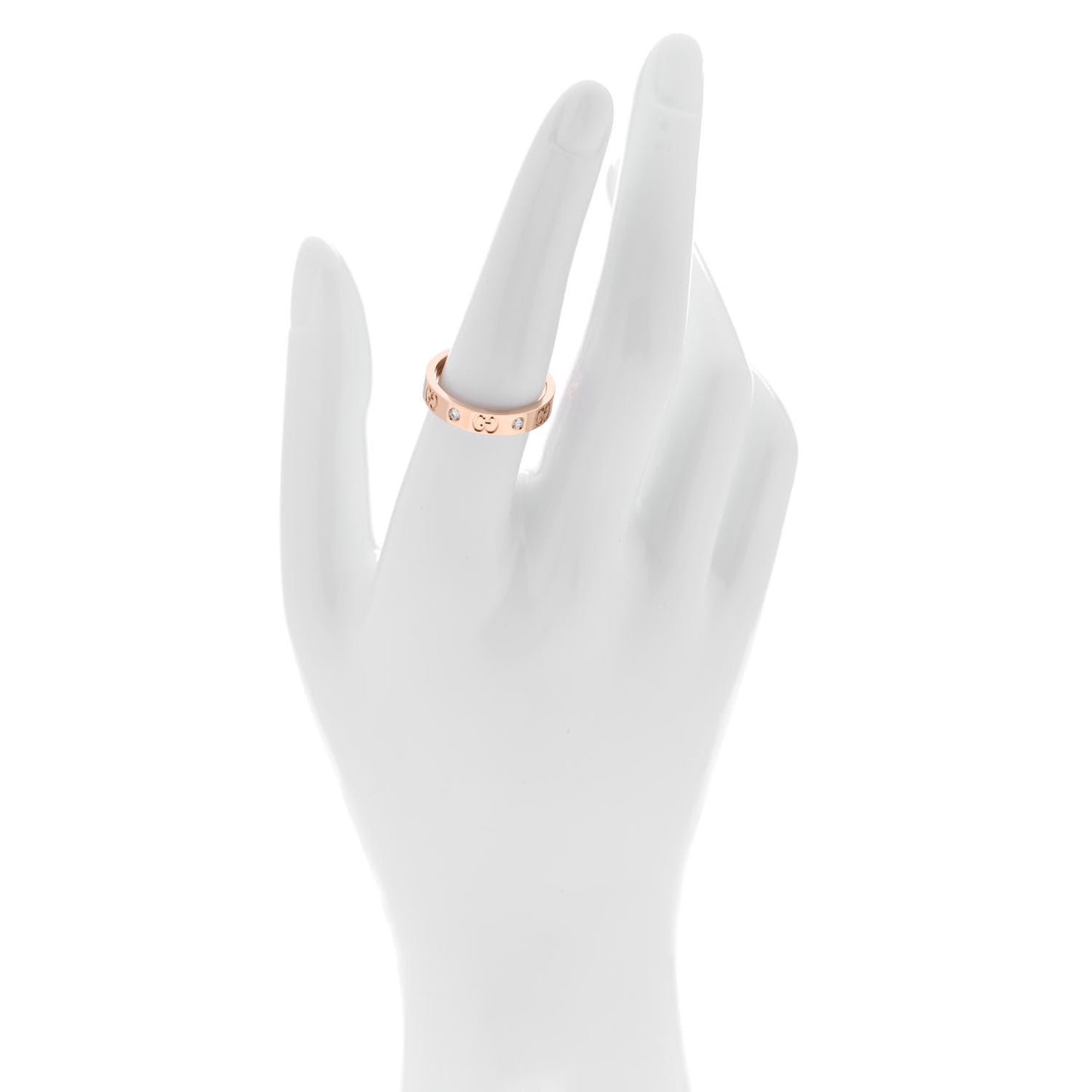 18K Rose Gold Diamond Icon Band Ring 58 8.25