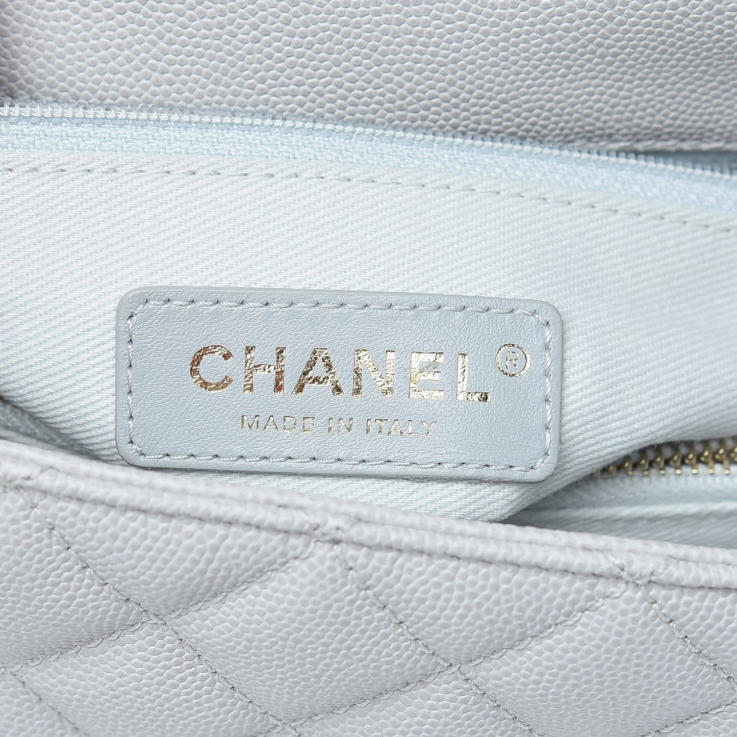Caviar Quilted Small Coco Handle Flap Light Grey