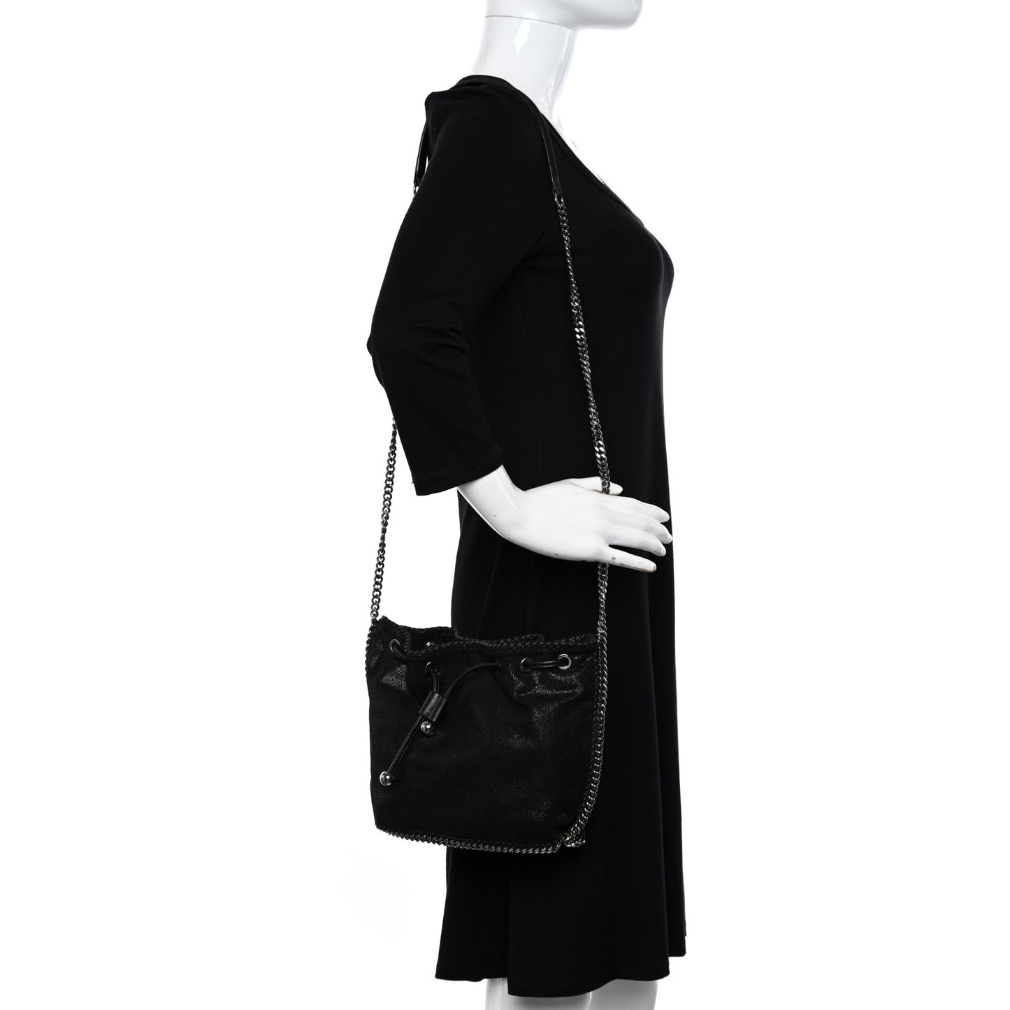 Shaggy Deer Small Falabella Bucket Bag Black