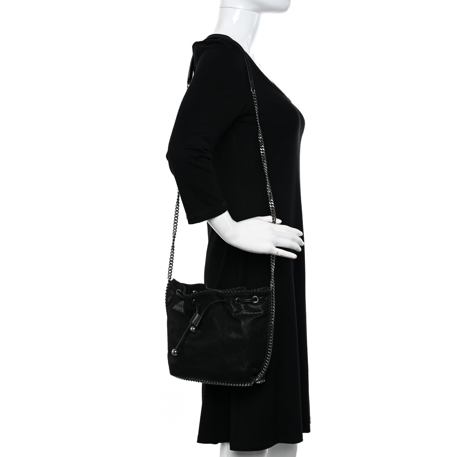 Stella McCartney Shaggy Deer Small Falabella Bucket Bag Black 3 of 10