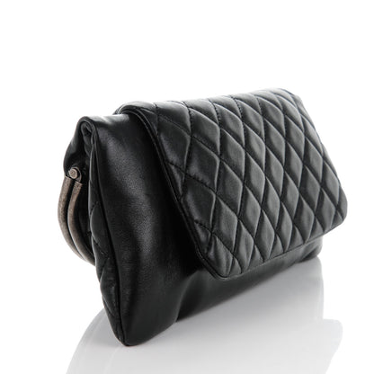 Chanel Lambskin Quilted Frame Clasp Flap Clutch Black 3 of 7