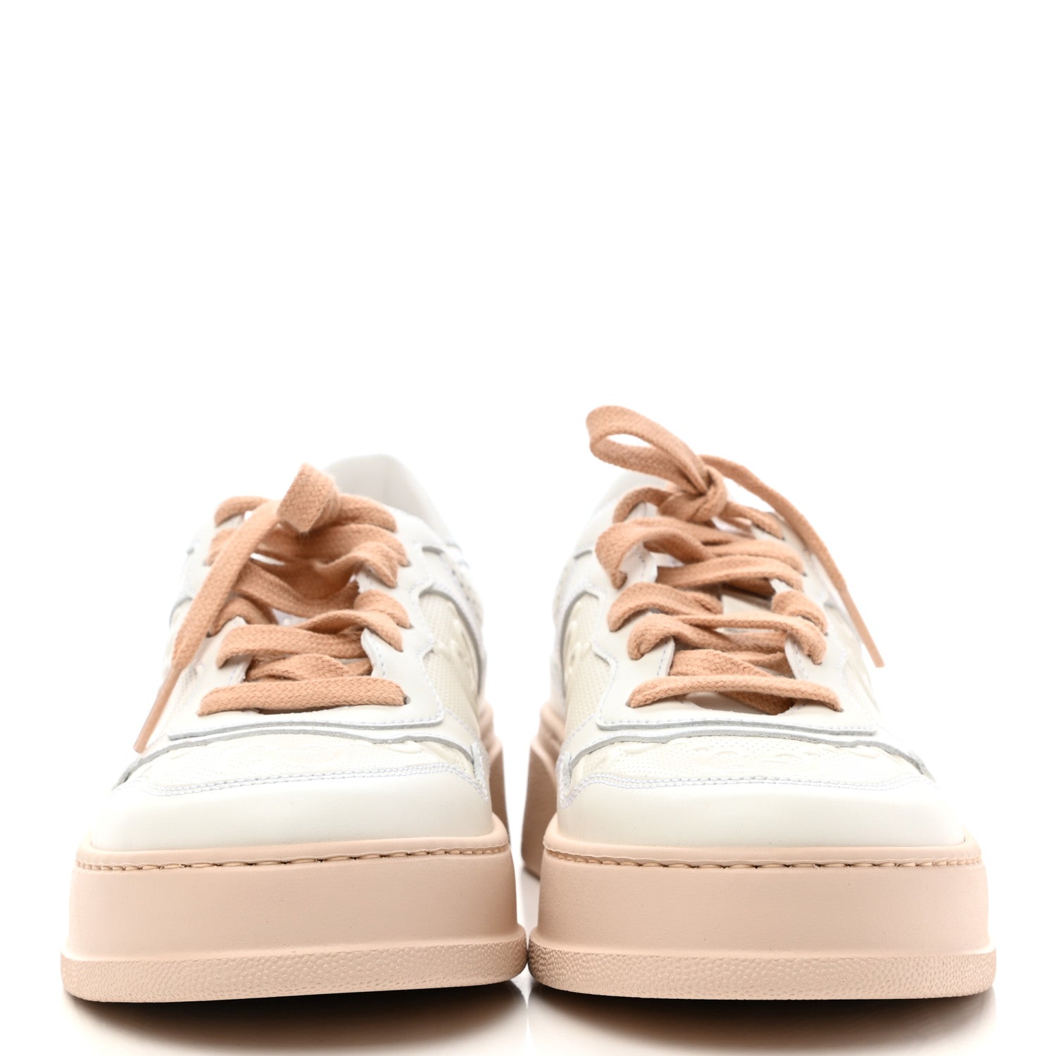 Gucci Calfskin GG Tennis Embossed Womens Platform 55mm Sneakers 37.5 White 2 of 7