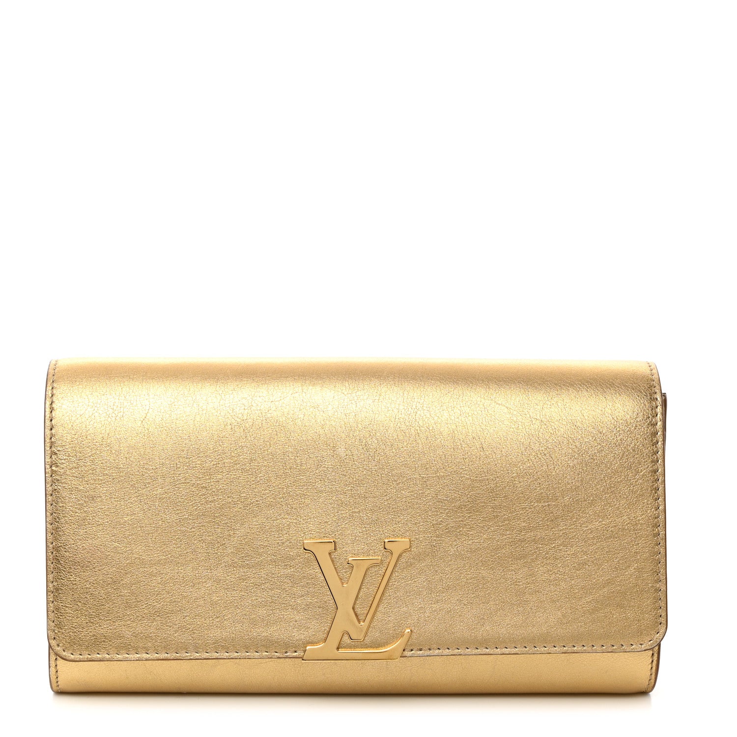 Louis Vuitton LOUIS VUITTON Metallic Calfskin Louise Clutch Gold 1 of 9