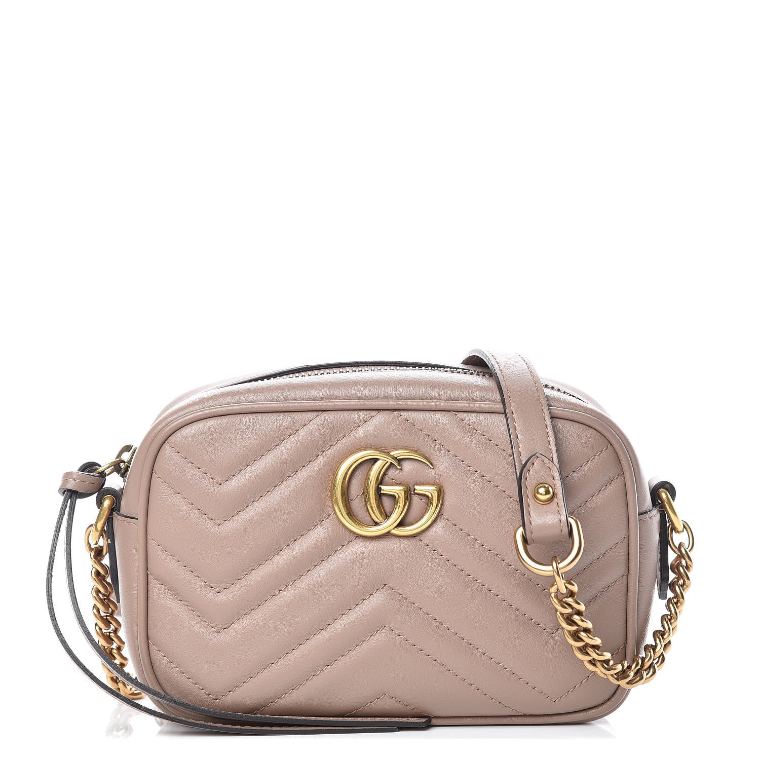 Gucci Calfskin Matelasse Mini GG Marmont Chain Shoulder Bag Nude 1 of 10