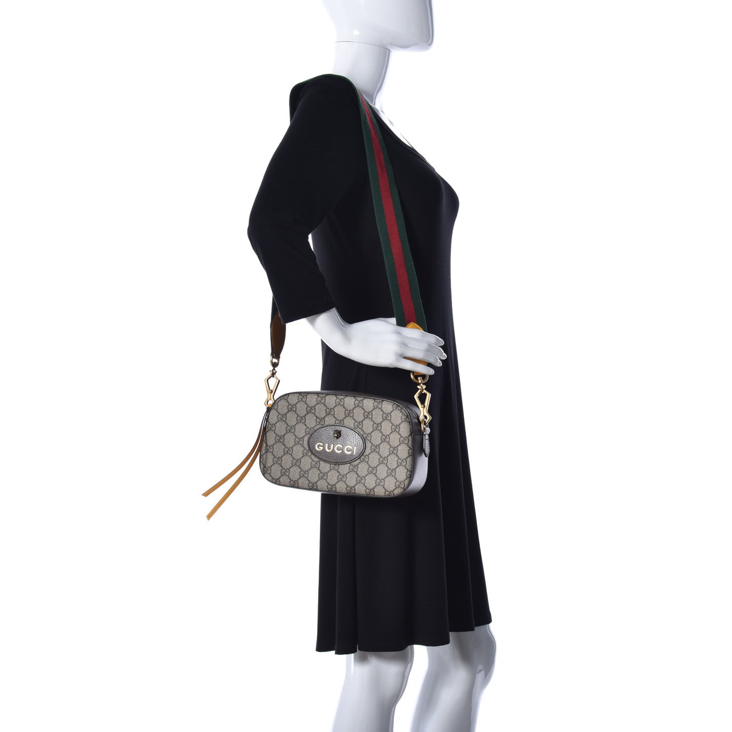GG Supreme Monogram Web Neo Vintage Shoulder Bag Beige New Acero Crop