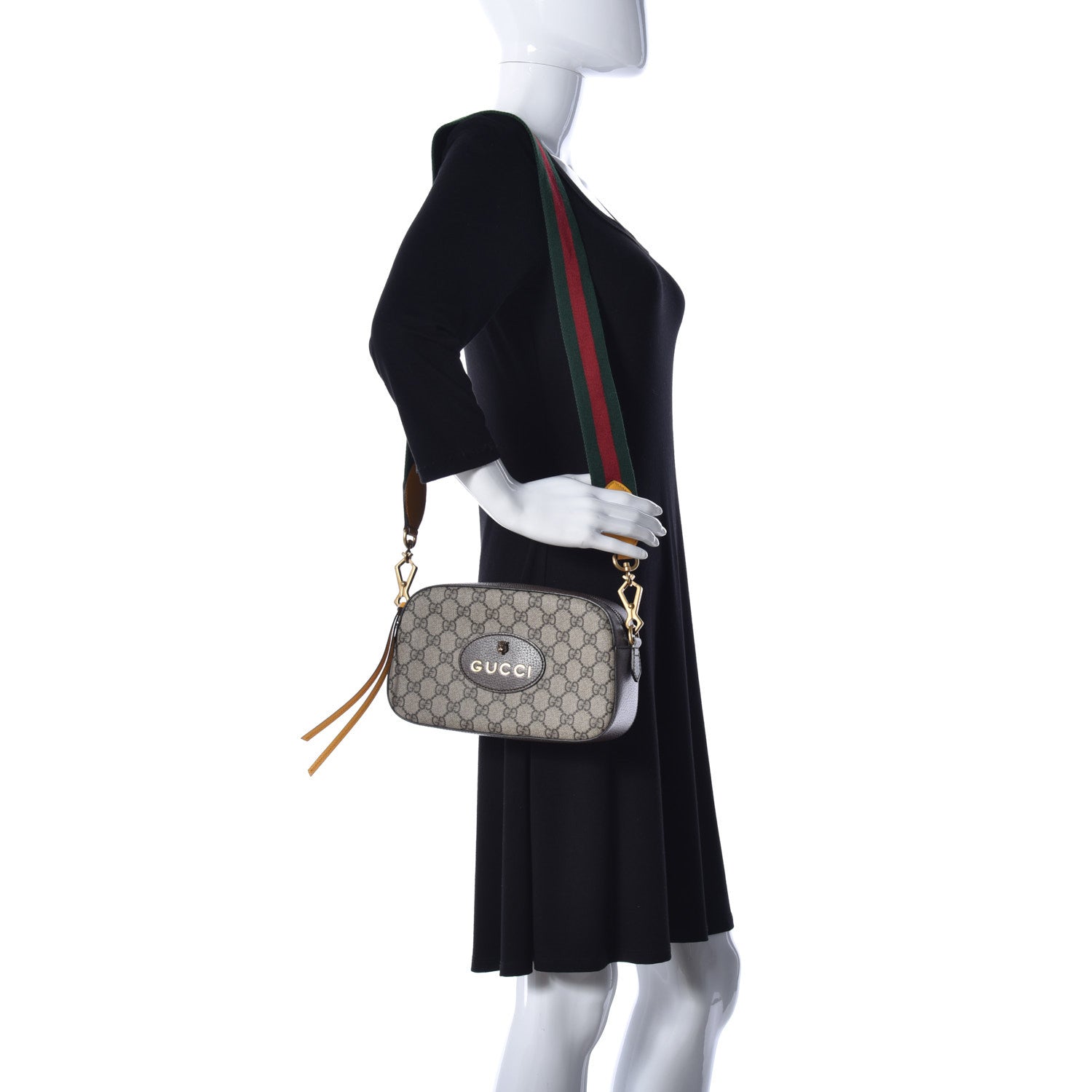Gucci GG Supreme Monogram Web Neo Vintage Shoulder Bag Beige New Acero Crop 2 of 9