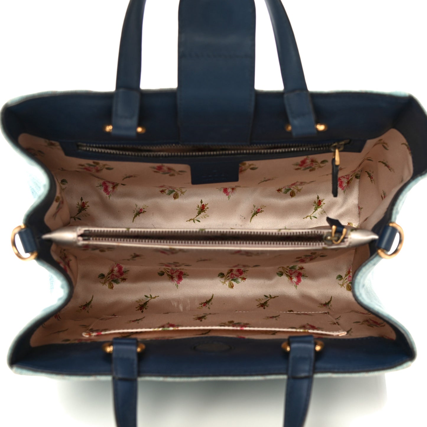 Denim Matelasse Small Pearly GG Marmont Tote Blue