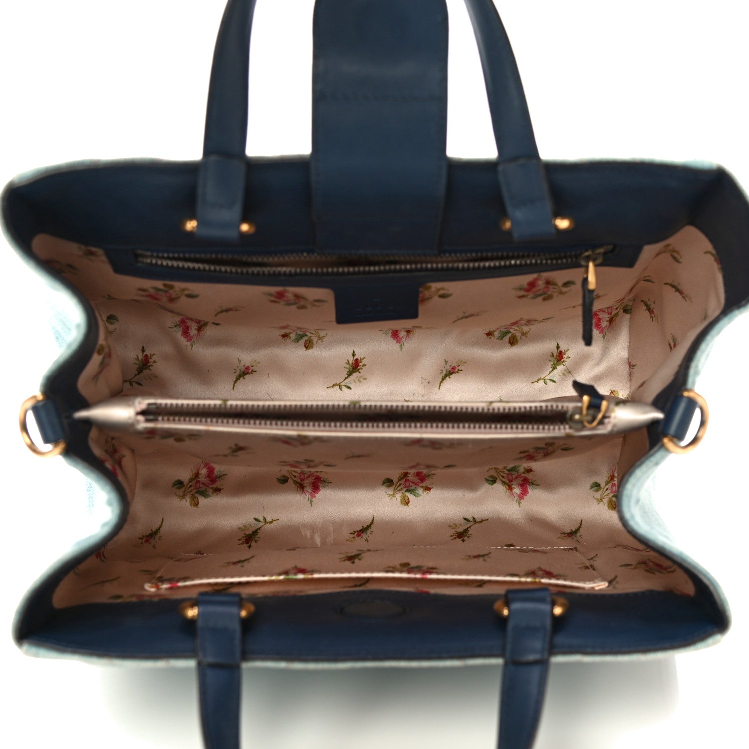 Gucci Denim Matelasse Small Pearly GG Marmont Tote Blue 5 of 16