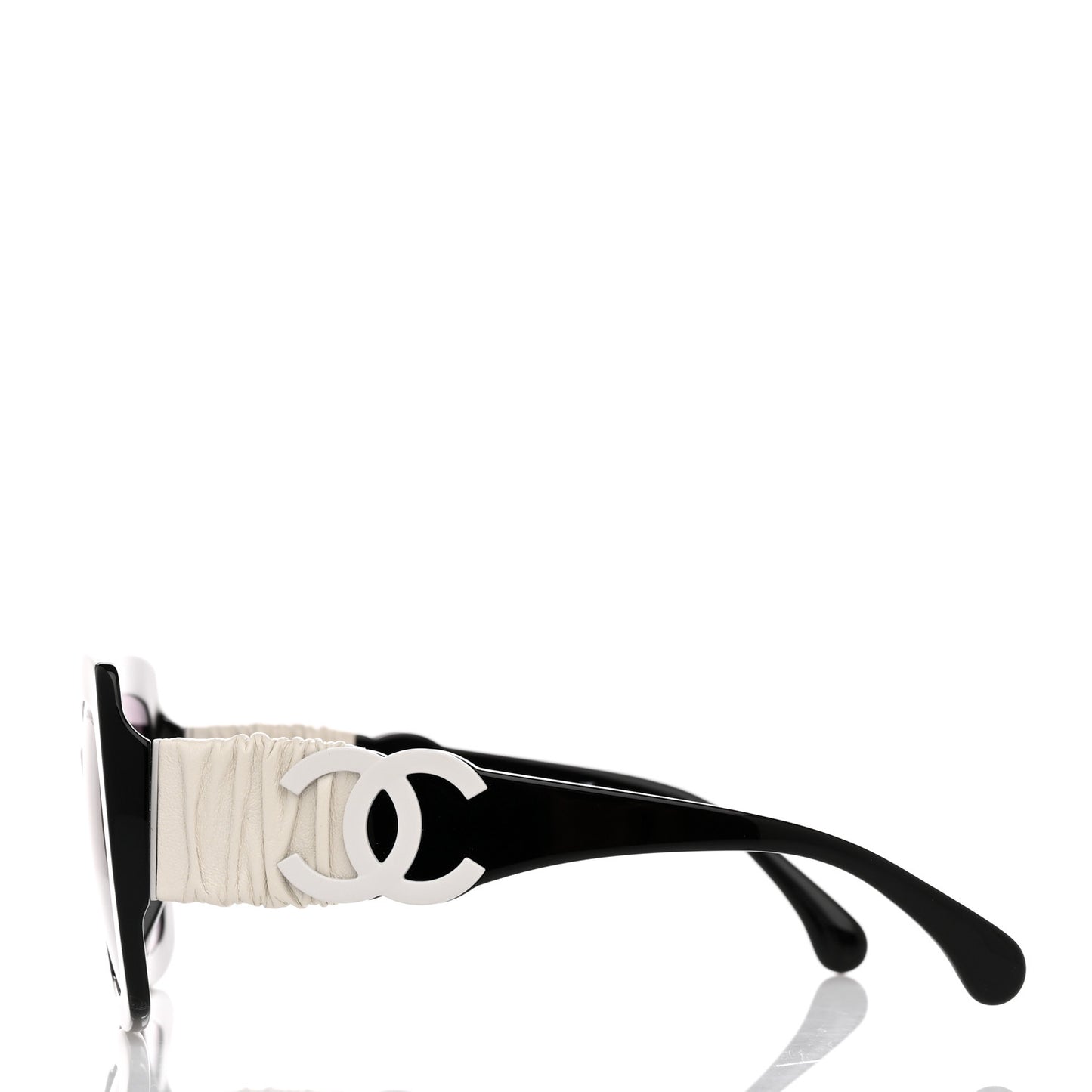 Acetate Calfskin Square Sunglasses 5474-Q-A Black White
