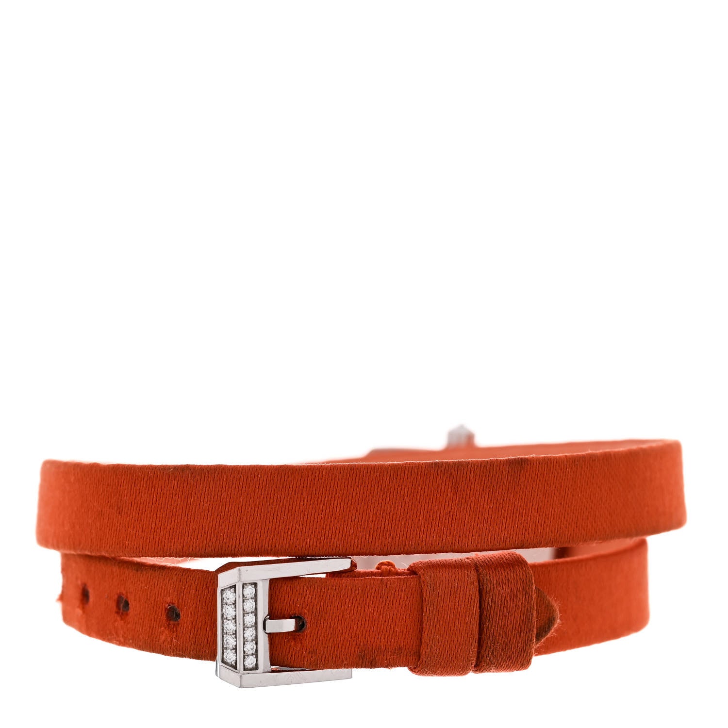 Harry Winston 18K White Gold Satin Diamond Bezel 17mm Emerald Quartz Watch Orange 3 of 5