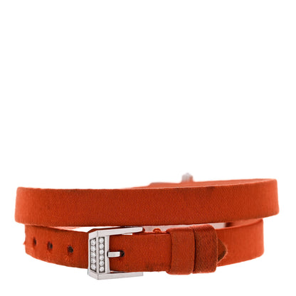 Harry Winston 18K White Gold Satin Diamond Bezel 17mm Emerald Quartz Watch Orange 3 of 5