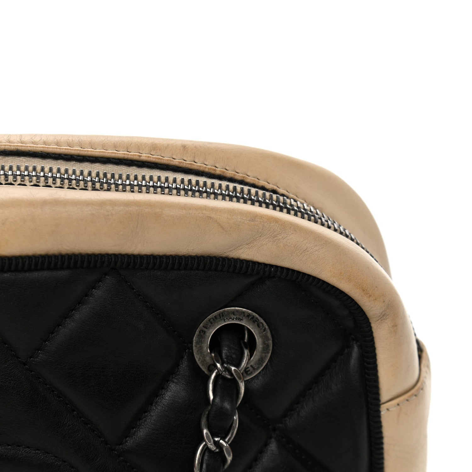 Chanel Calfskin Quilted Small Ballerine Camera Case Black Beige 14 of 14
