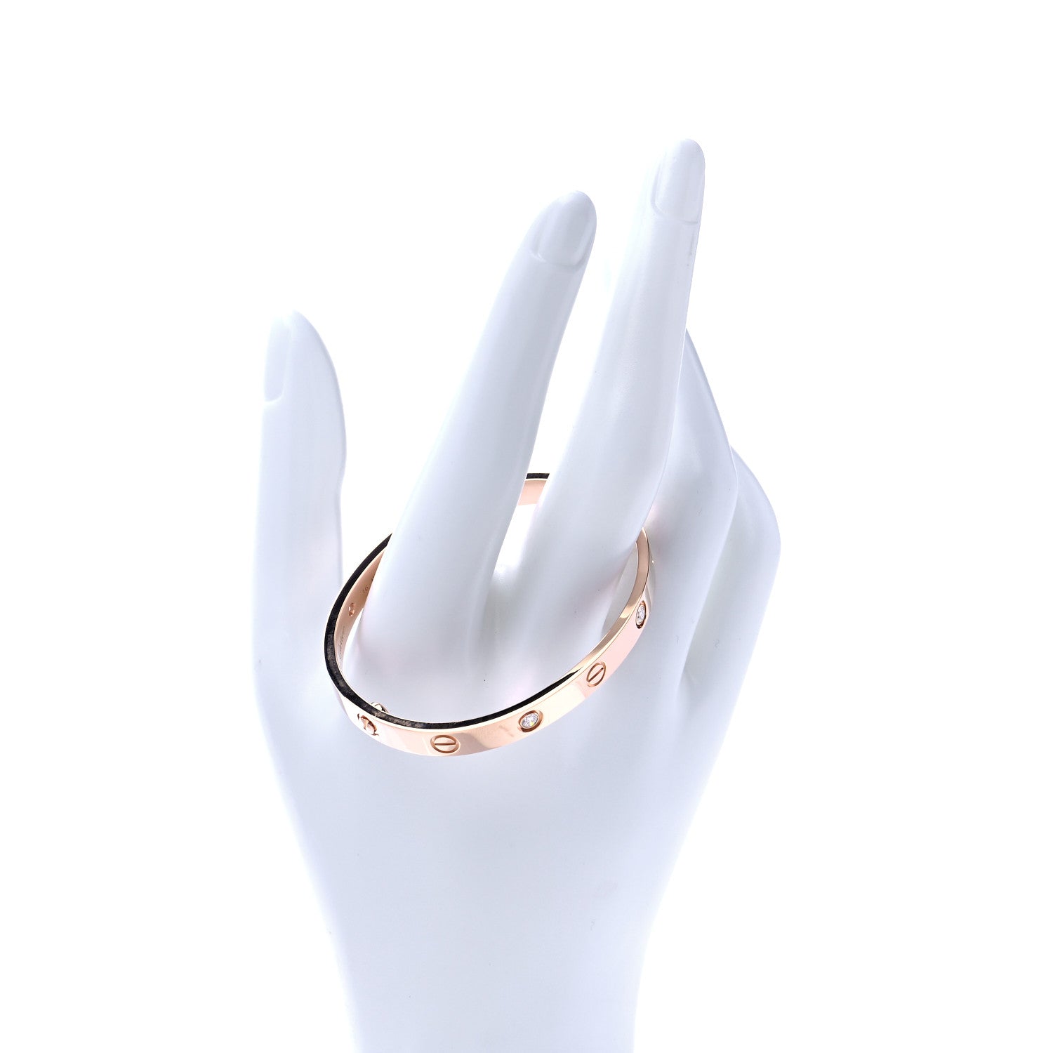 Cartier 18K Pink Gold 4 Diamond LOVE Bracelet 16 2 of 8