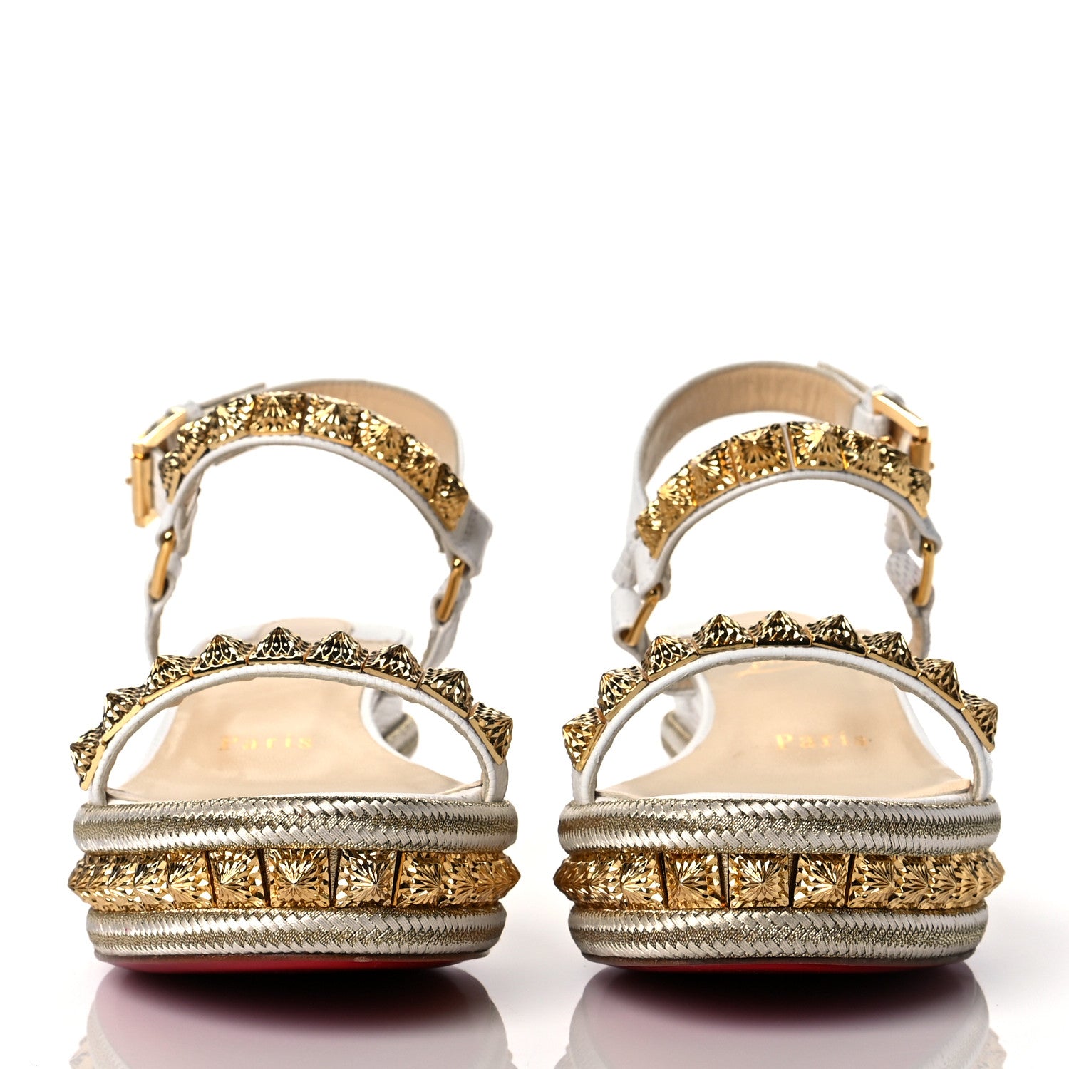 Christian Louboutin Calfskin Zarli Pyraclou 60 Platform Sandals 36 White 2 of 8