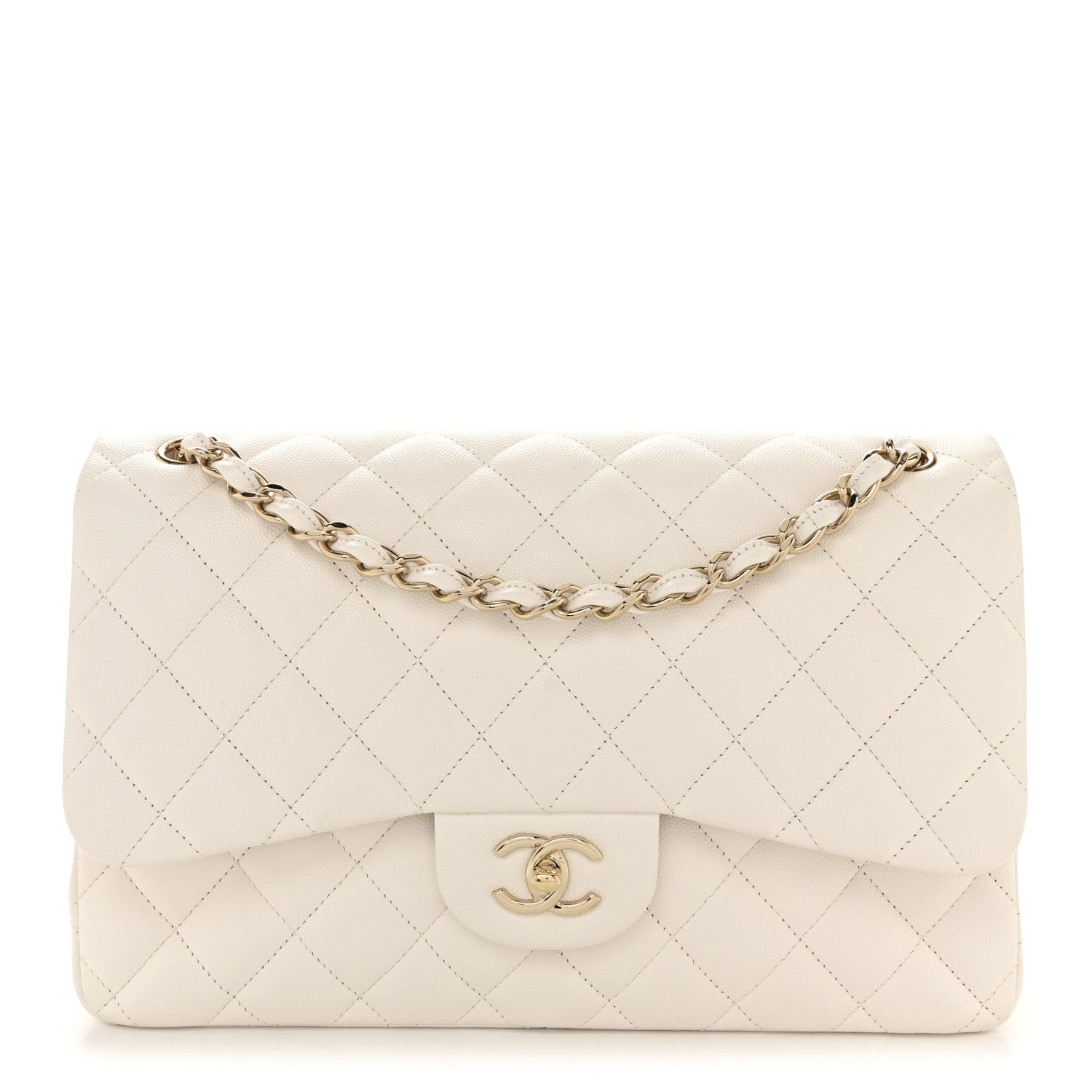 Chanel Caviar Quilted Jumbo Double Flap White 1 of 11