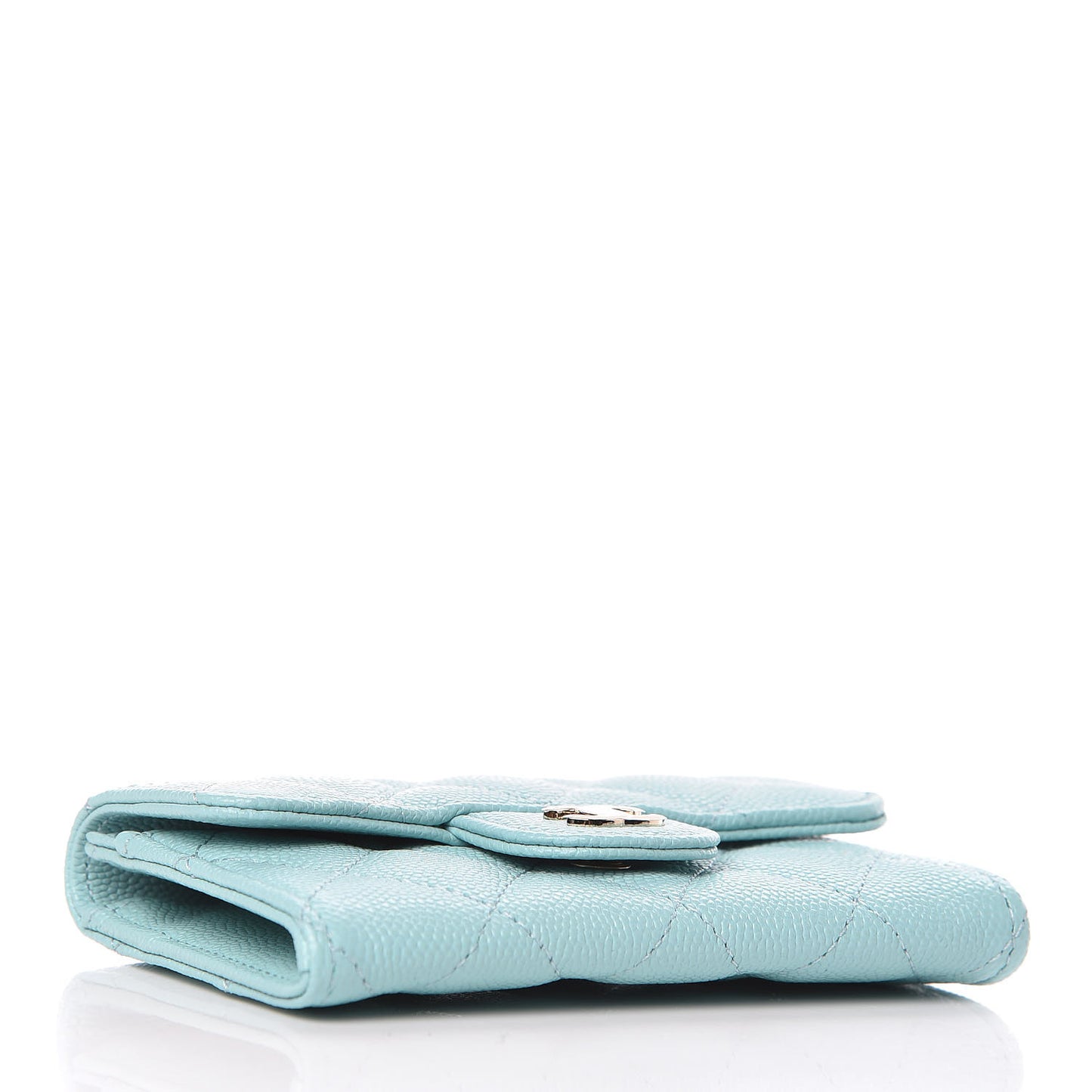 Caviar Quilted Flap Card Holder Turquoise