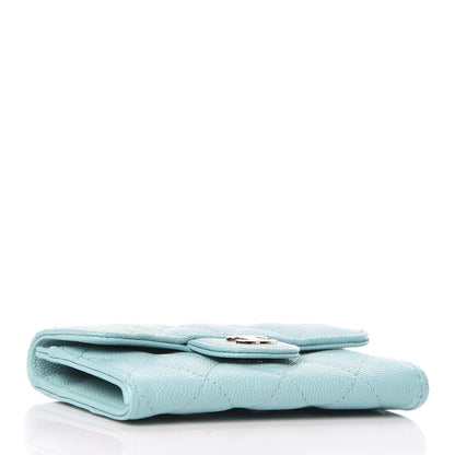 Chanel Caviar Quilted Flap Card Holder Turquoise 4 of 9