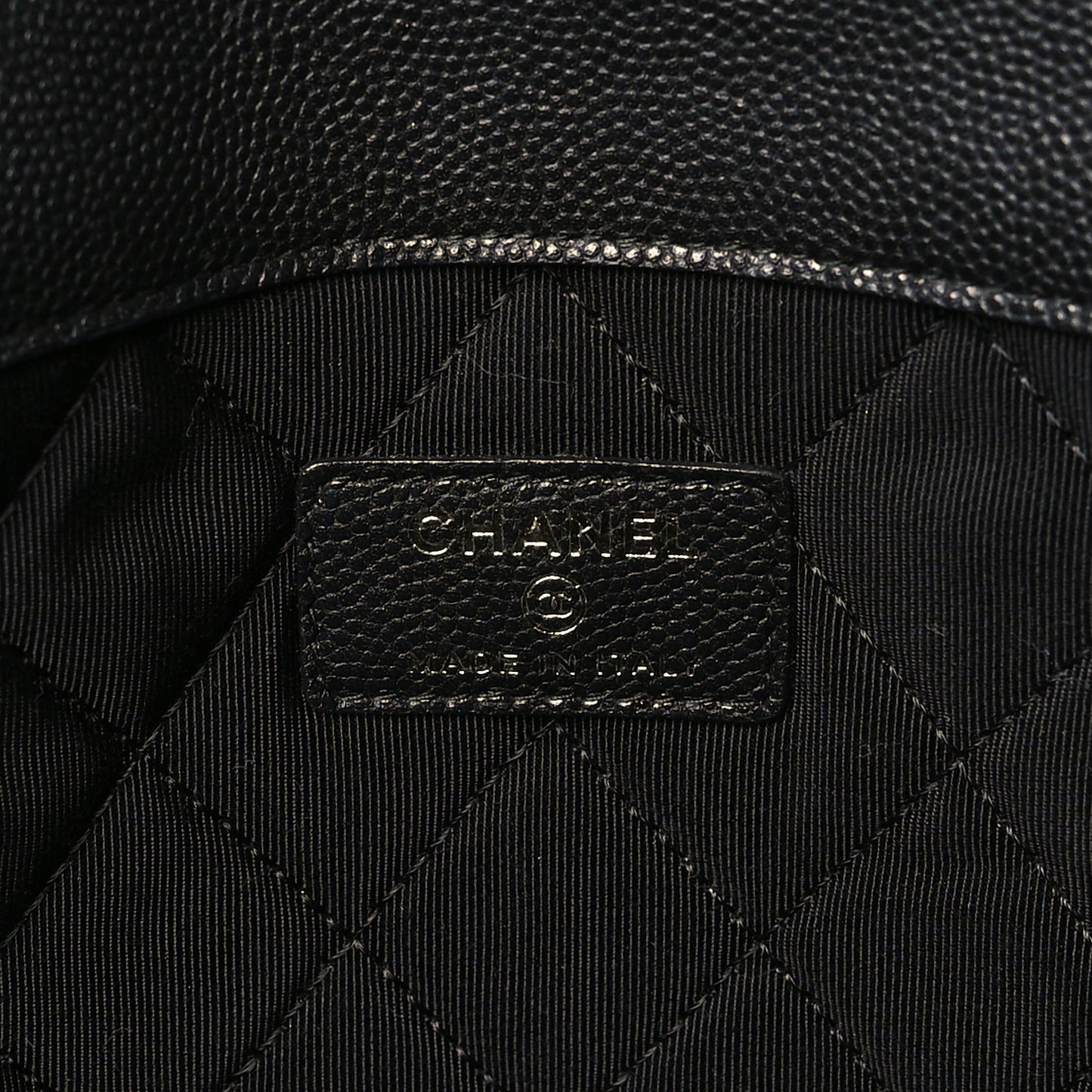 Caviar Quilted Large Golden Class Pouch Black