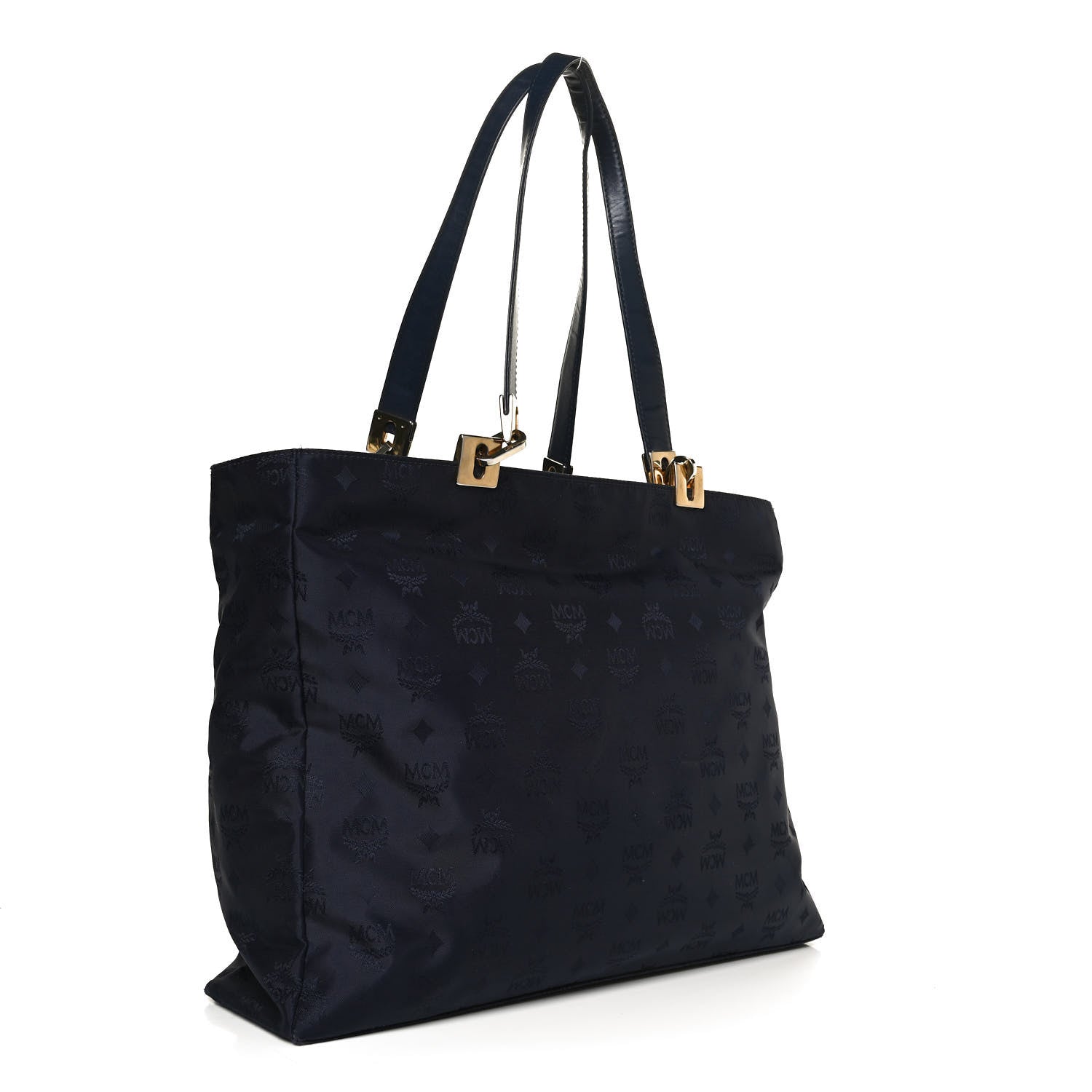 MCM Nylon Monogram Tote Blue 2 of 11