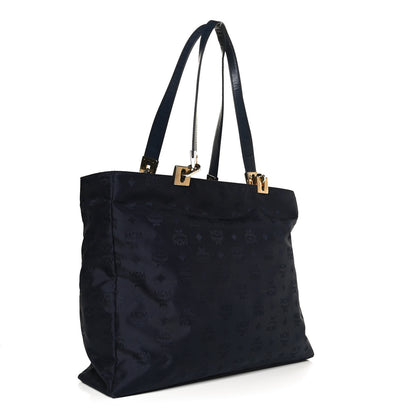 MCM Nylon Monogram Tote Blue 2 of 11