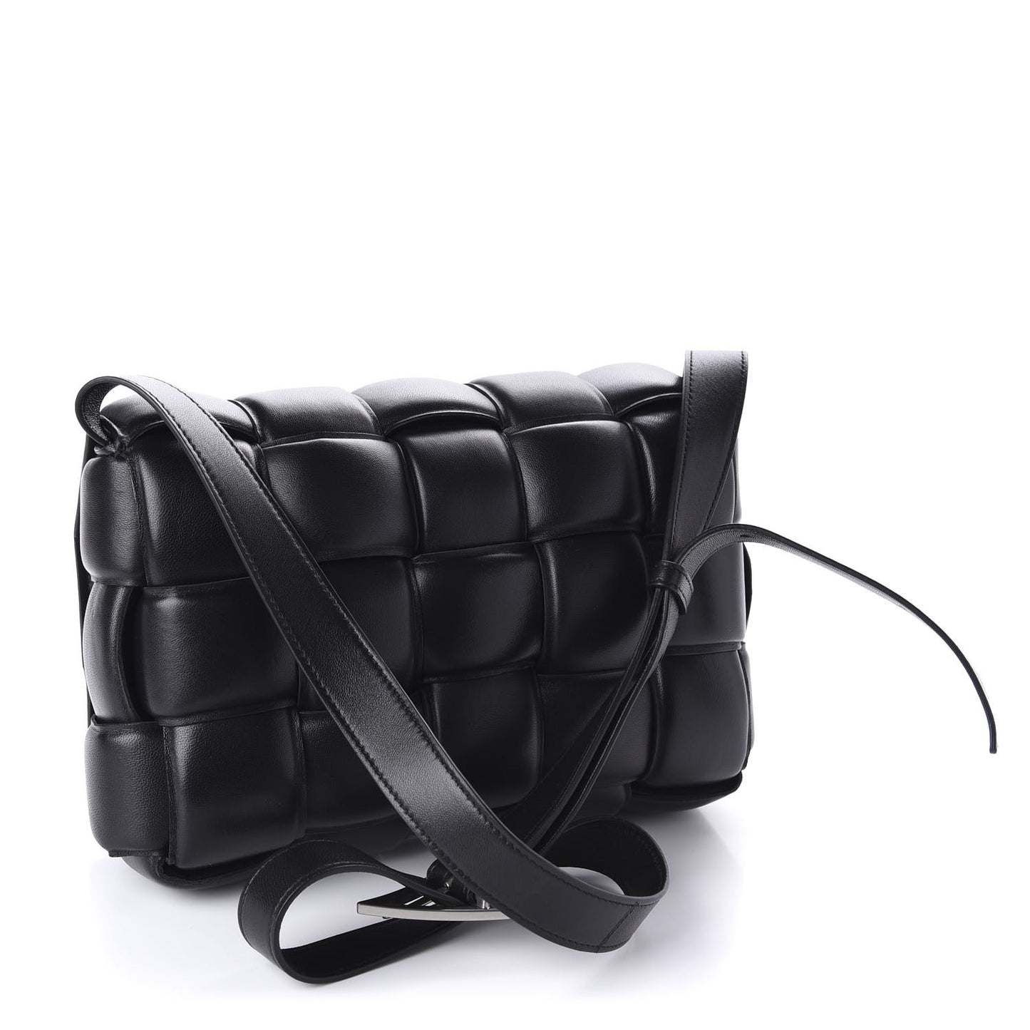 Nappa Maxi Intreccio Padded Cassette Crossbody Bag Black