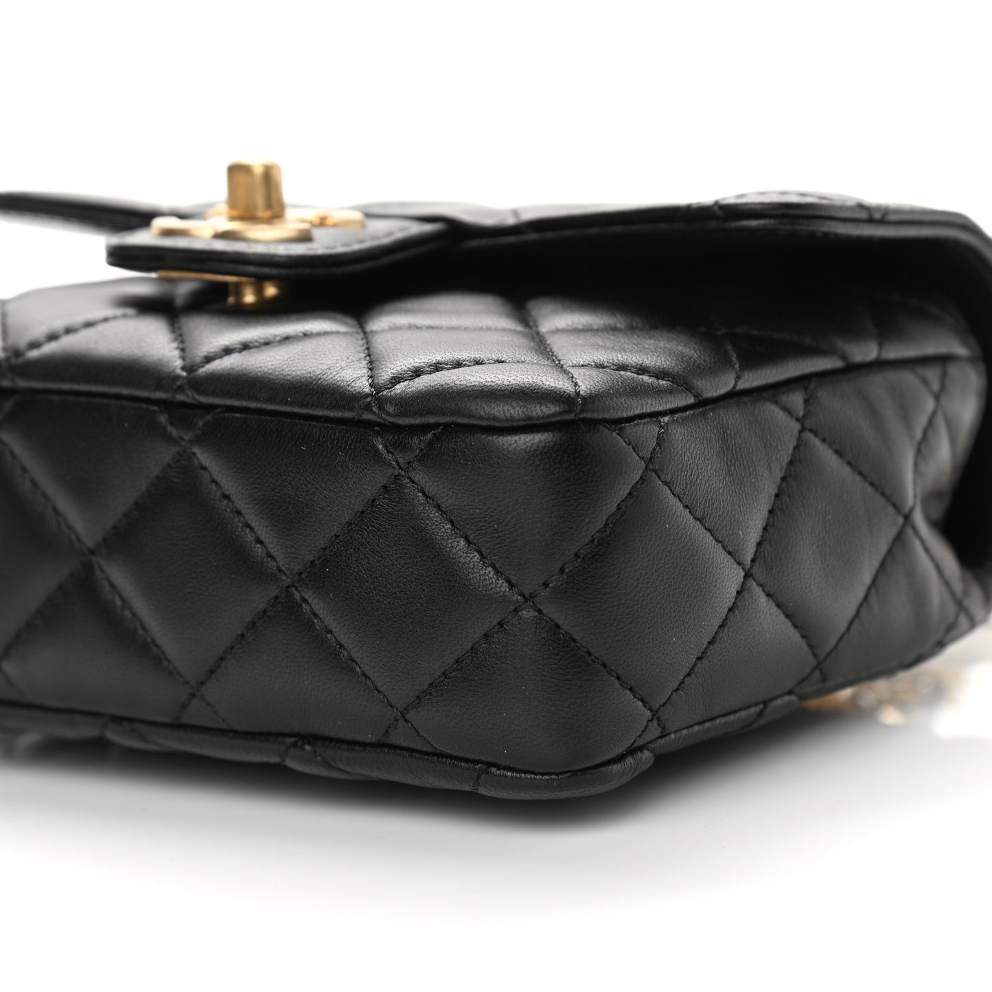 Lambskin Enamel Quilted Mini Flap Black