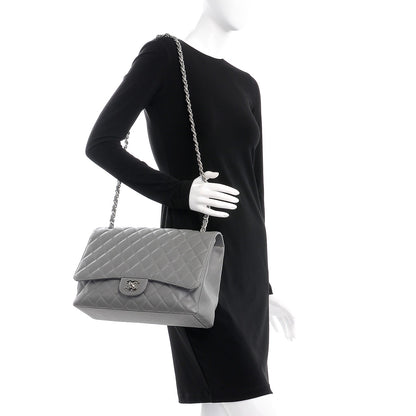 Chanel Caviar Quilted Maxi Single Flap Grey 2 of 14