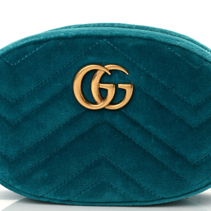 Gucci Velvet Matelasse GG Marmont Belt Bag 85 34 Pavone Cyan 8 of 10