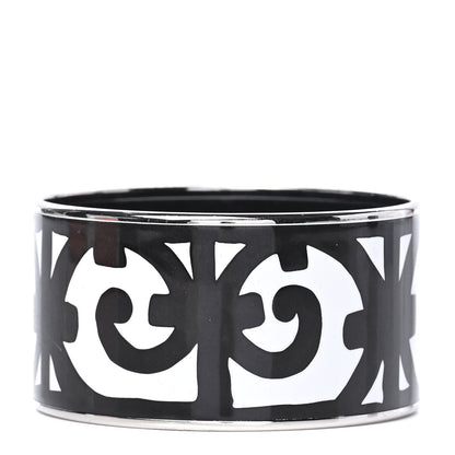 Hermes Enamel Printed Extra Wide Balcons du Guadalquivir Bracelet 65 Black 1 of 4