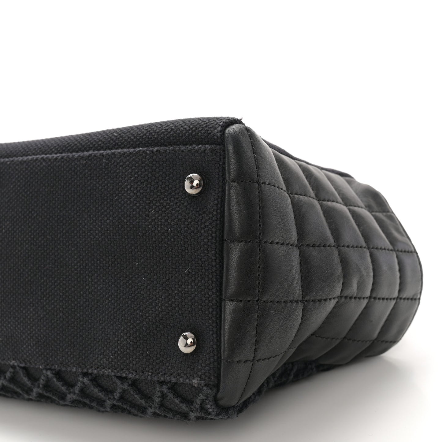 Lambskin Canvas Chocolate Bar CC Shopping Tote Black