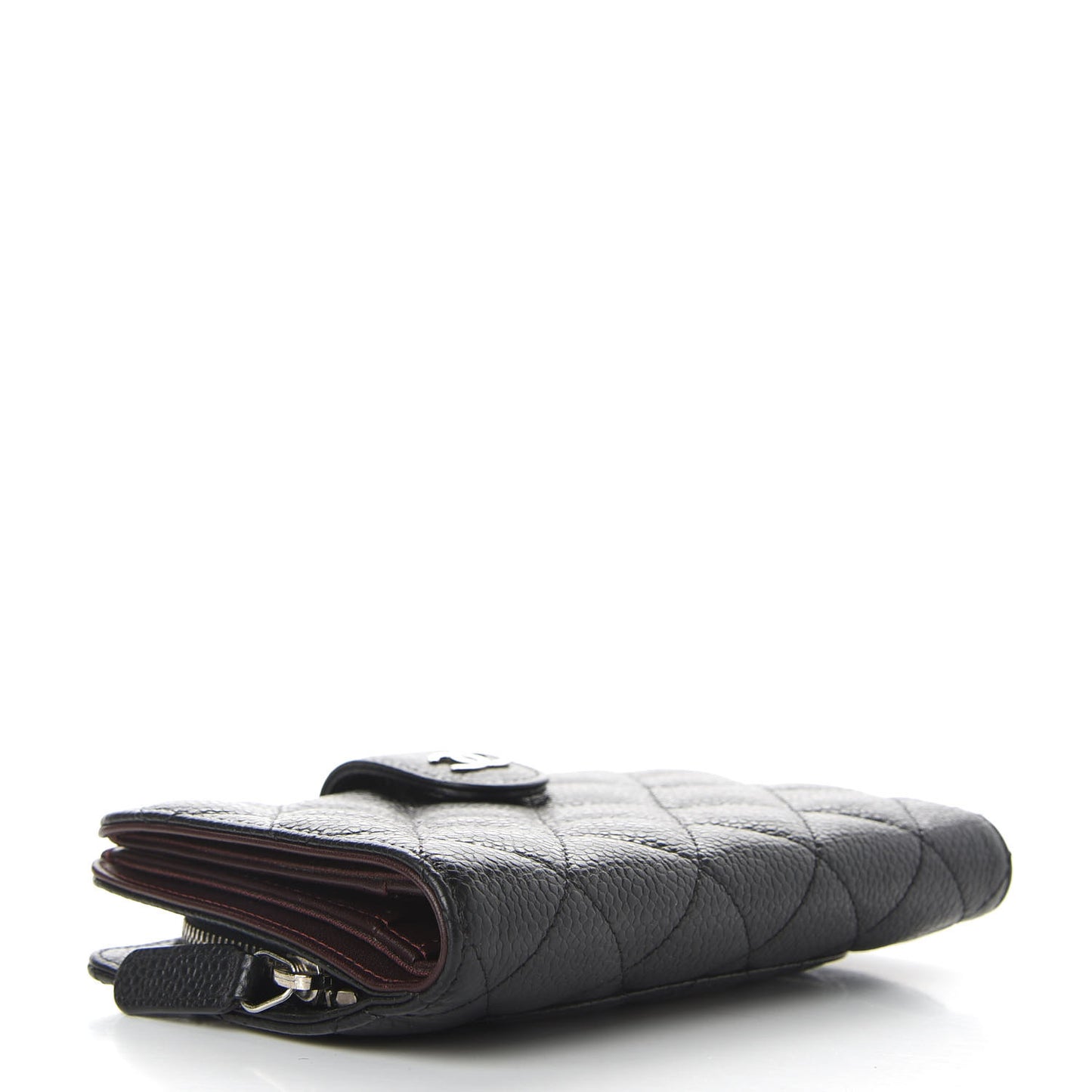 Caviar Quilted Zipped Pocket Wallet Black