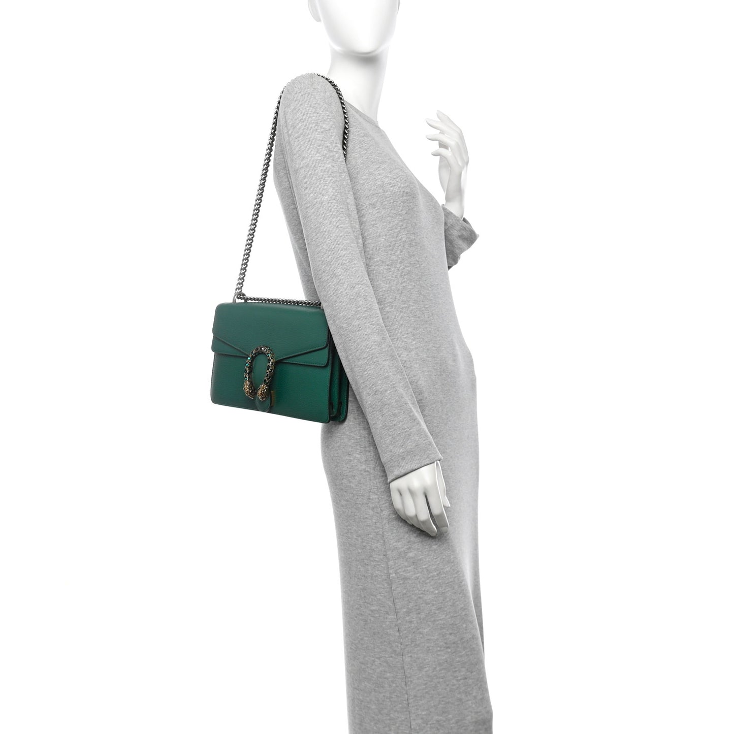 Pebbled Calfskin Small Dionysus Shoulder Bag Emerald