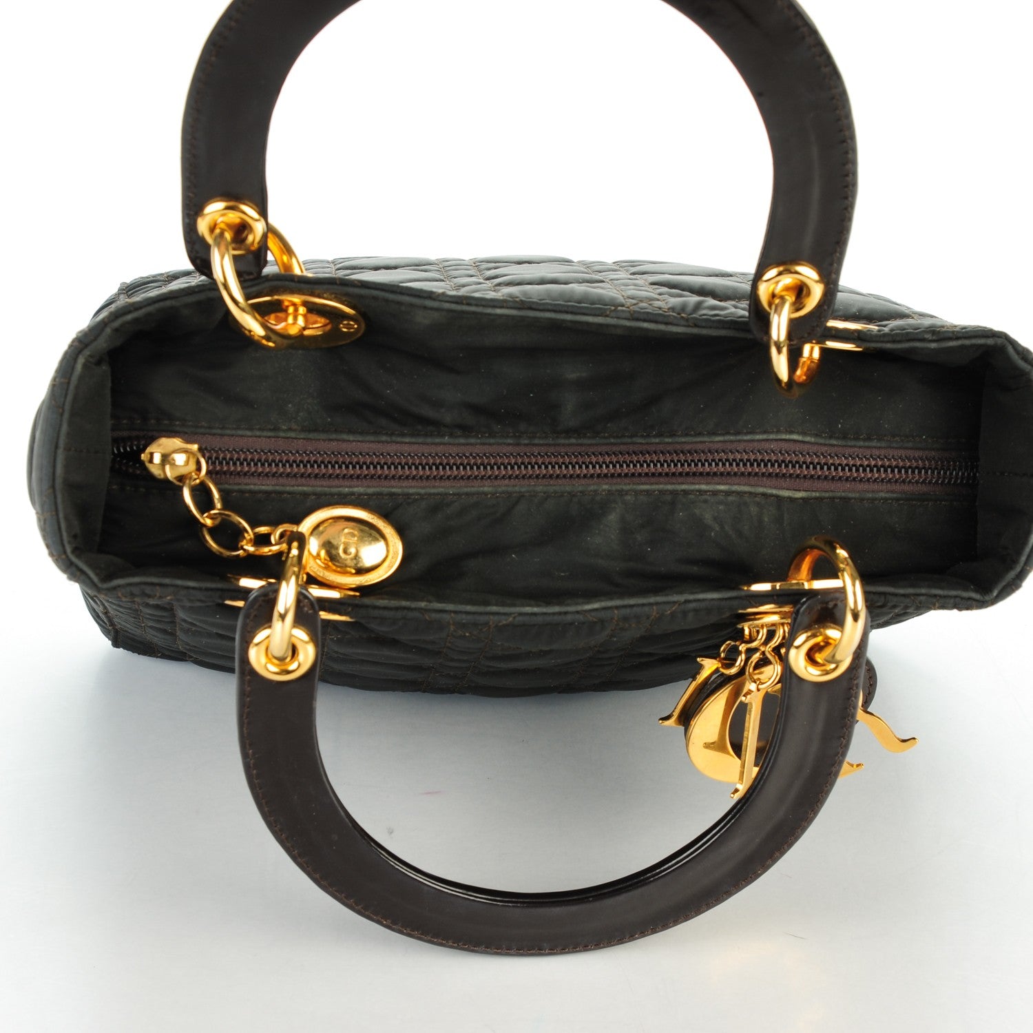 Christian Dior Nylon Cannage Medium Lady Dior Marron Fonce 6 of 9