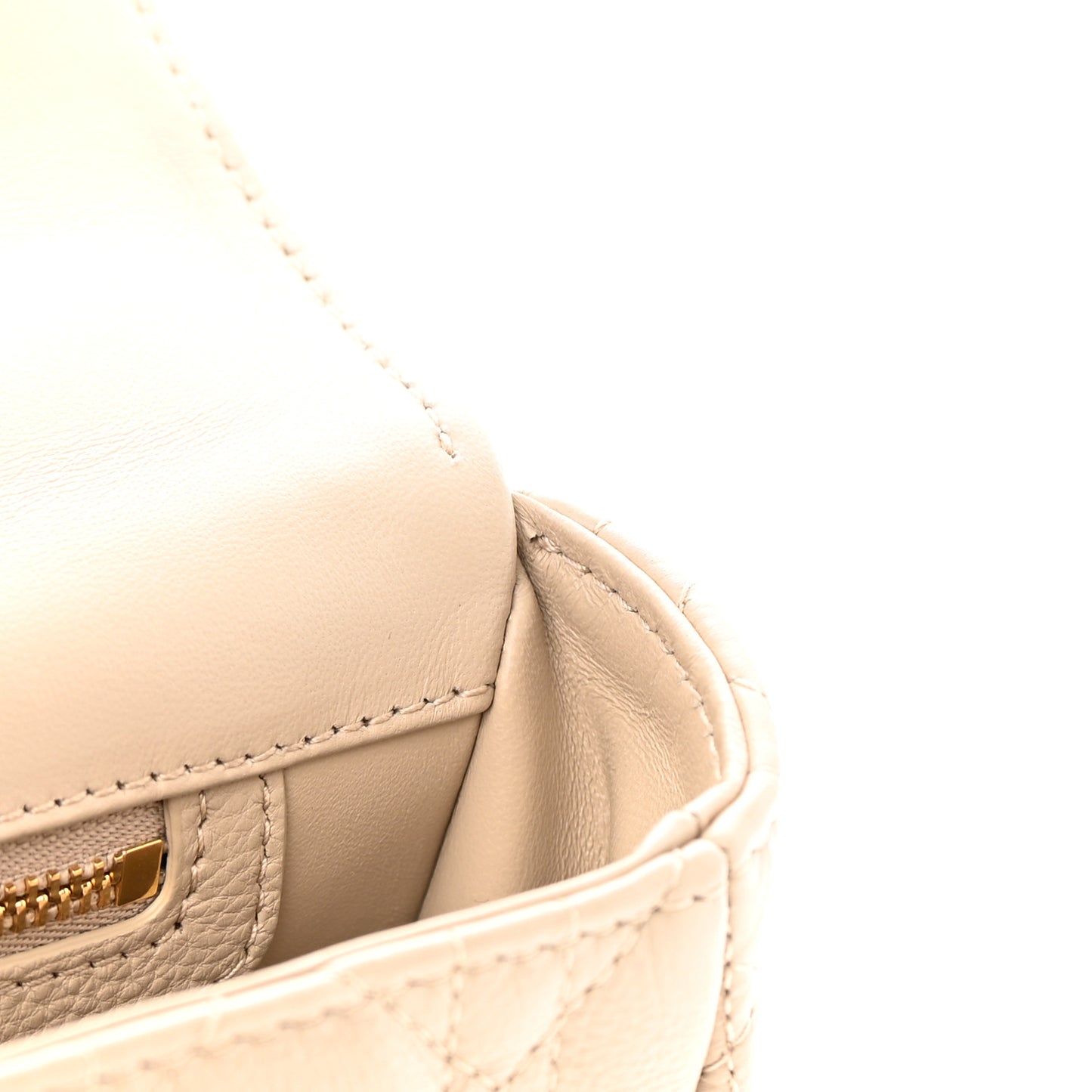 Calfskin Cannage Medium Caro Bag Beige