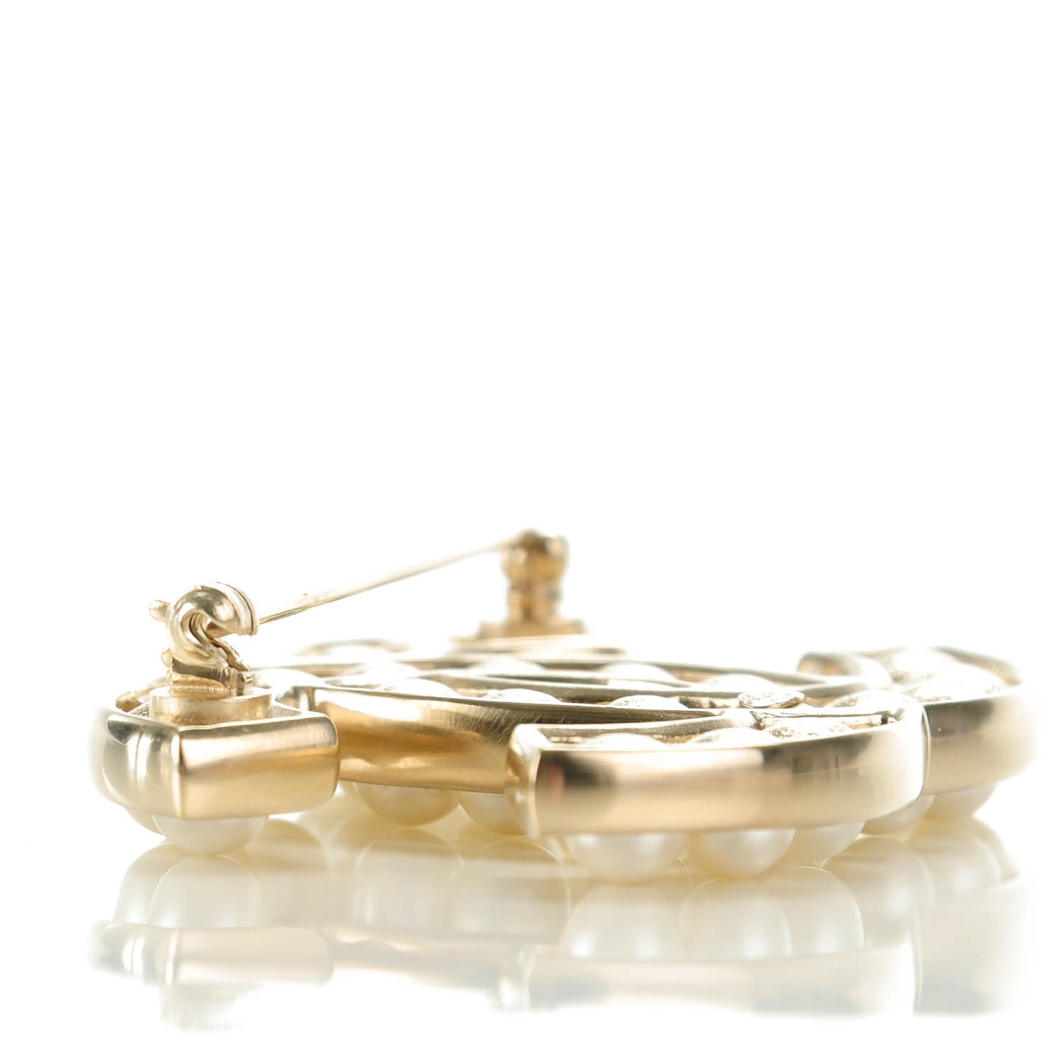 Chanel Pearl CC Brooch Pin Gold 4 of 6
