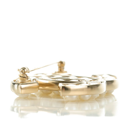 Chanel Pearl CC Brooch Pin Gold 4 of 6