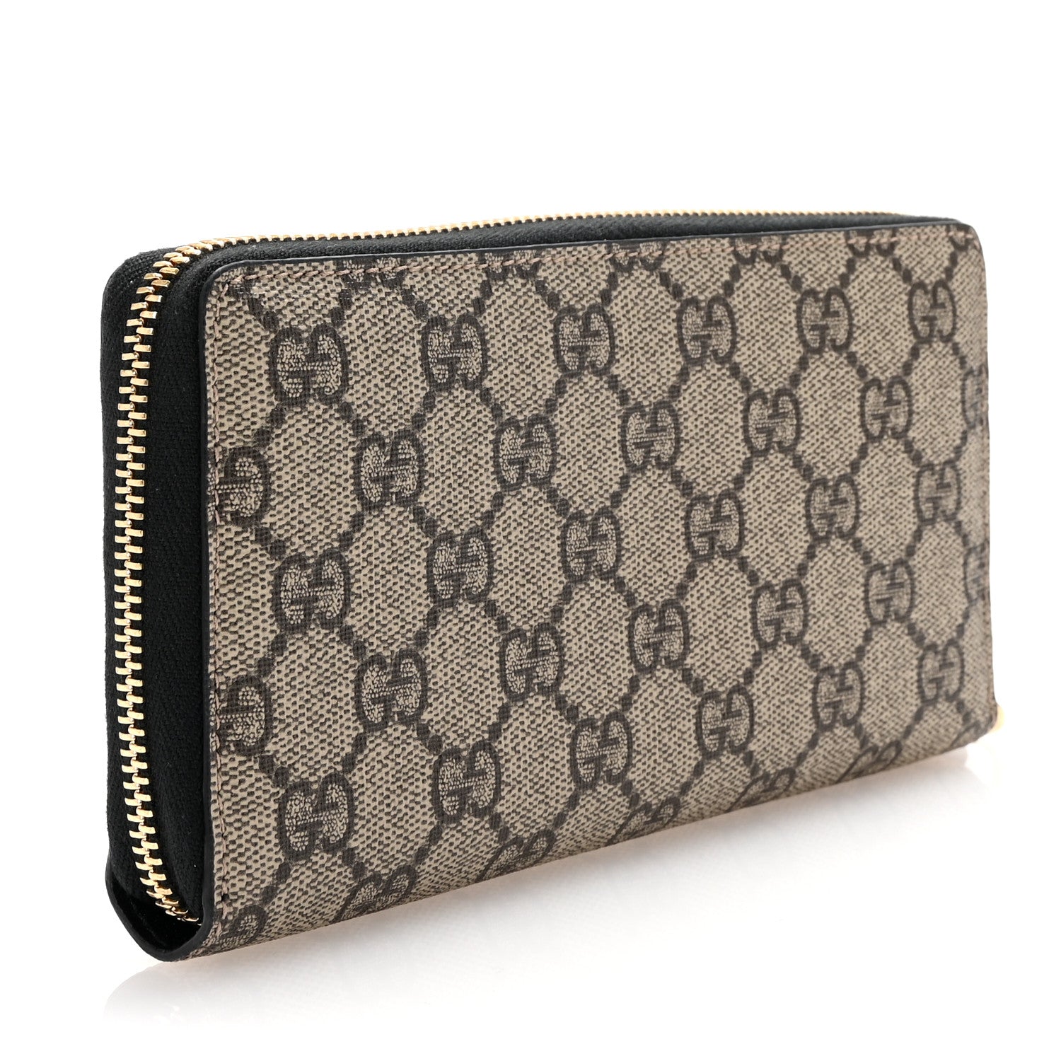 Gucci Dollar Calfskin GG Supreme Monogram GG Marmont Zip Around Wallet Black Beige Ebony 3 of 6