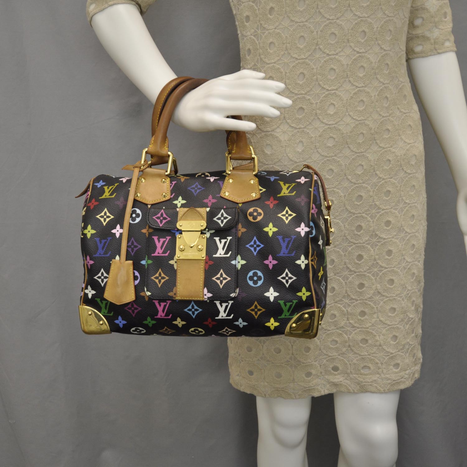 Louis Vuitton Monogram Multicolor Speedy 30 Black 2 of 11