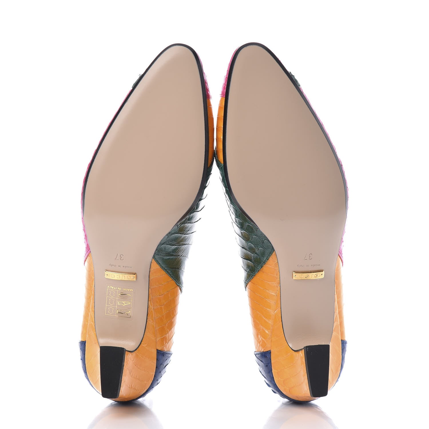 Gucci Snakeskin Crystal Double G Pumps 37 Multicolor 5 of 9